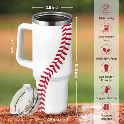 Baseball 40oz Stainless Steel Tumbler with Lid and Straw