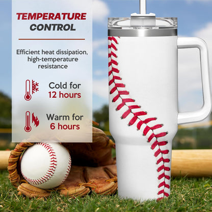 Baseball 40oz Stainless Steel Tumbler with Lid and Straw